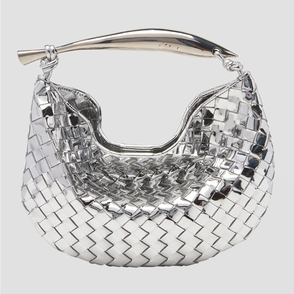 Bottega Veneta Silver Woven Sardine Bag